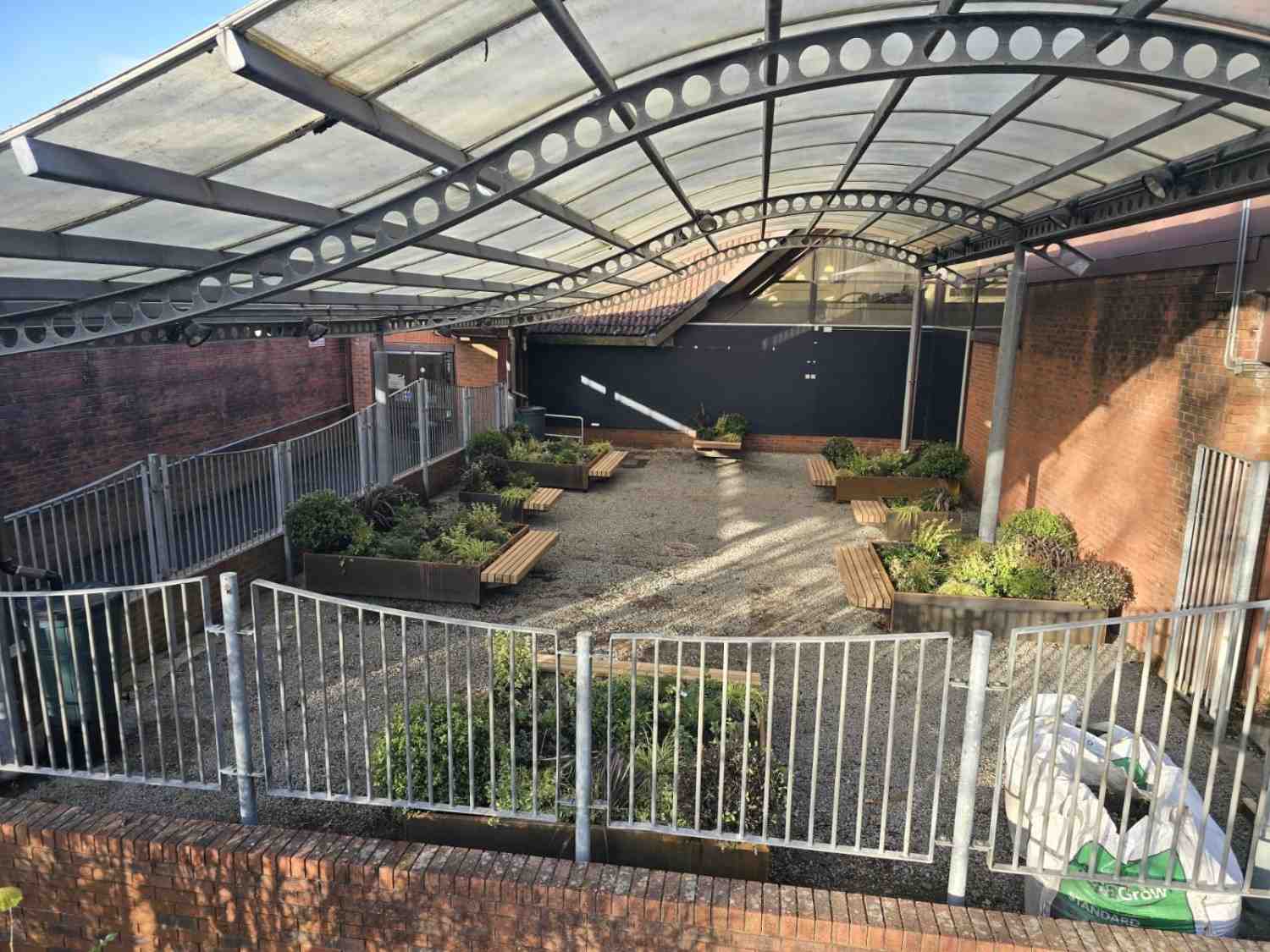 Commercial courtyard planting and landscaping after completion