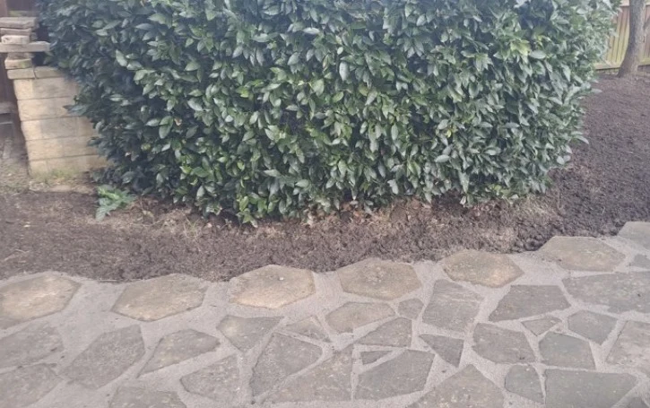 Crazy paving garden path ready for regrouting